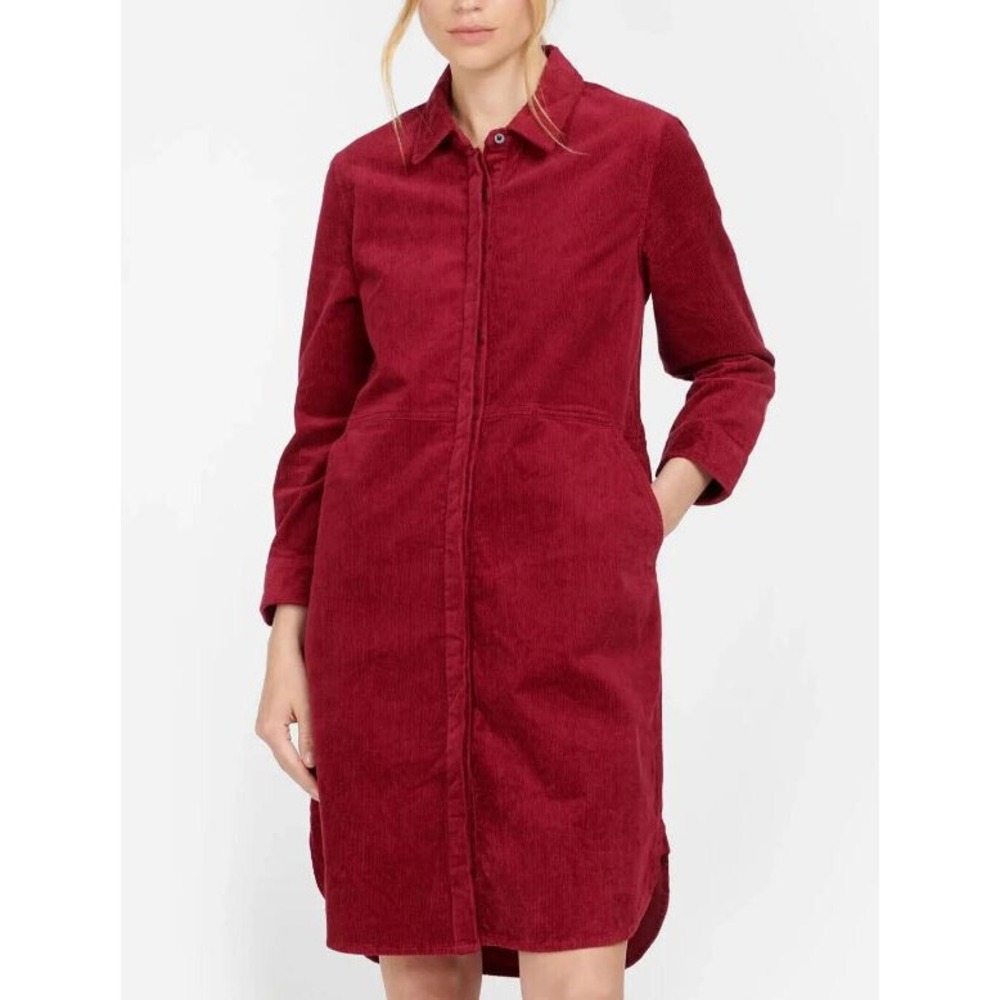 Barbour Hauxley Corduroy Shirt Dress Beet Red LDR0453RE75 US 8 NEW